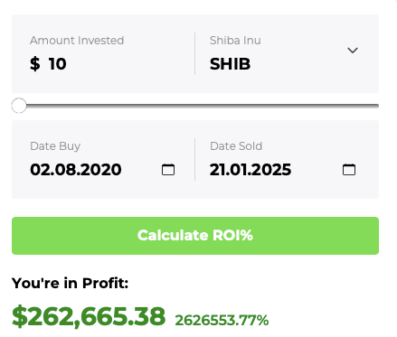 SHIB ROI calculator